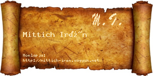 Mittich Irén névjegykártya